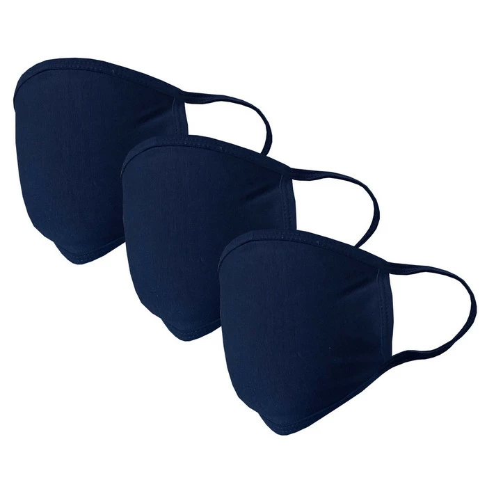 Golfio Washable Navy Fashion Double Layer Fabric Face Mask - 3 Pack Made In USA