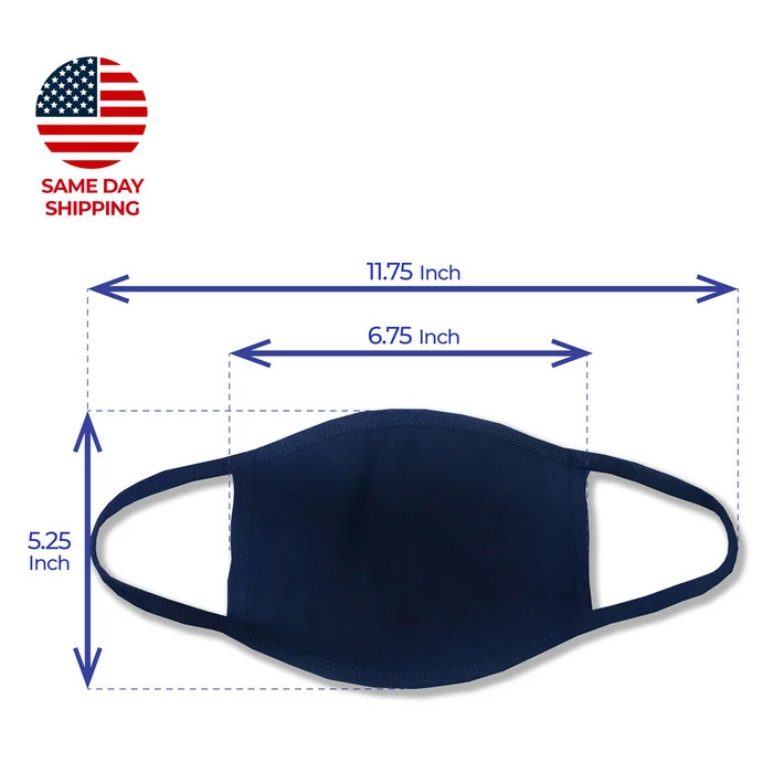 Golfio Washable Navy Fashion Double Layer Fabric Face Mask - 3 Pack Made In USA - Image 2